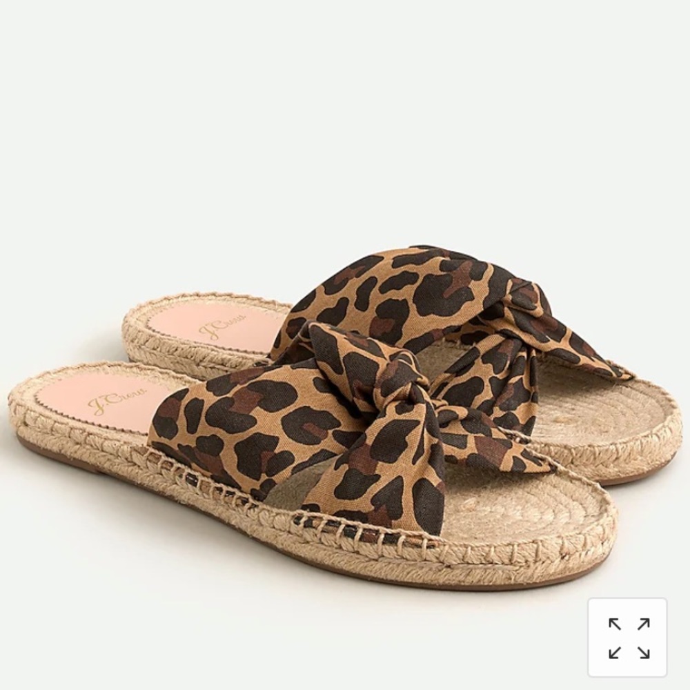 J. Crew Twisted-knot espadrille sandals in leopard canvas